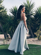 A-Line Spaghetti Straps Sleeveless Floor-Length With Ruffles Satin Prom Dresses